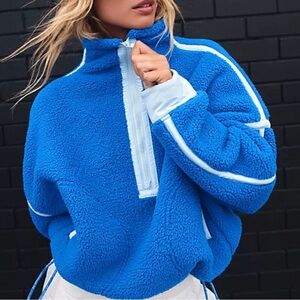 Free people Women's Blue Fleece Jacket